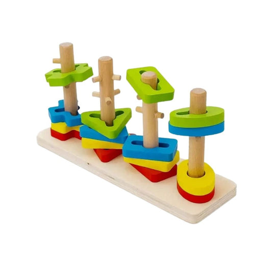 Juego de Encaje y Clasificación de Formas en Madera