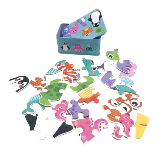 Rompecabezas Animales del Mar en Estuche Metálico