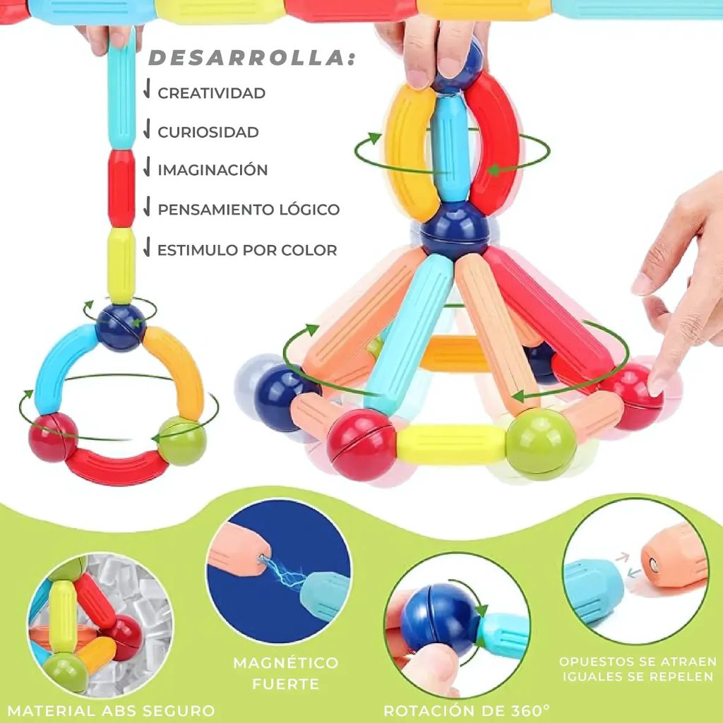 Set de Construcción Magnética 64 Piezas