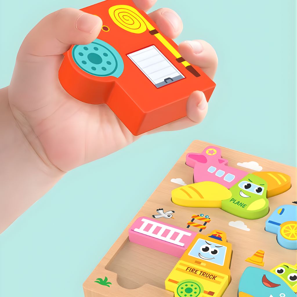 Set 4 Rompecabezas de Madera – Dinosaurios, Animales y Vehículos