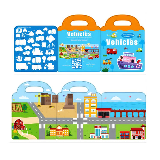 Libro de Stickers Magnéticos Reutilizables Vehículos