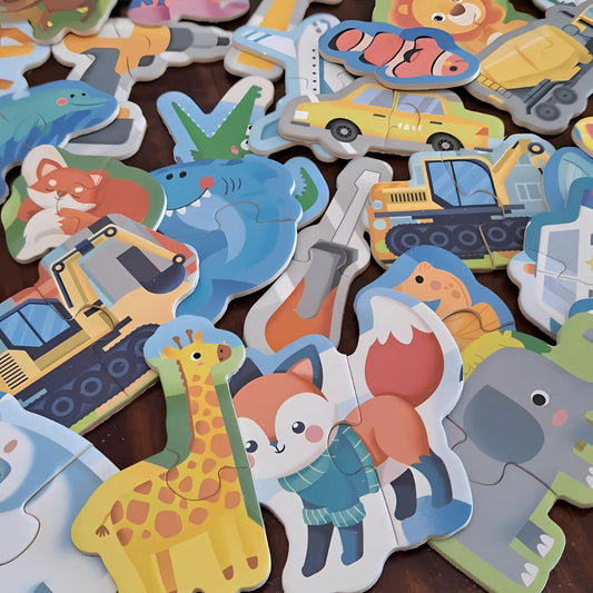 Rompecabezas Didáctico Mundo Animal y Construcción