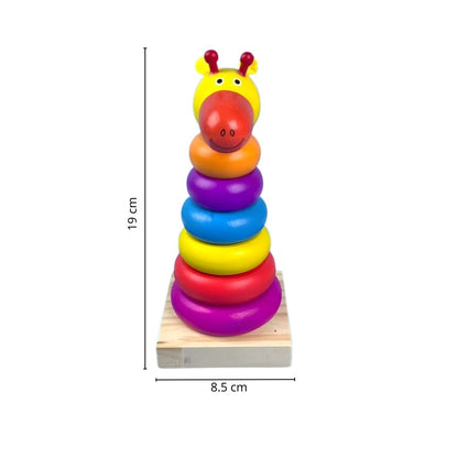 Torre Apilable Jirafa Arcoíris de Madera