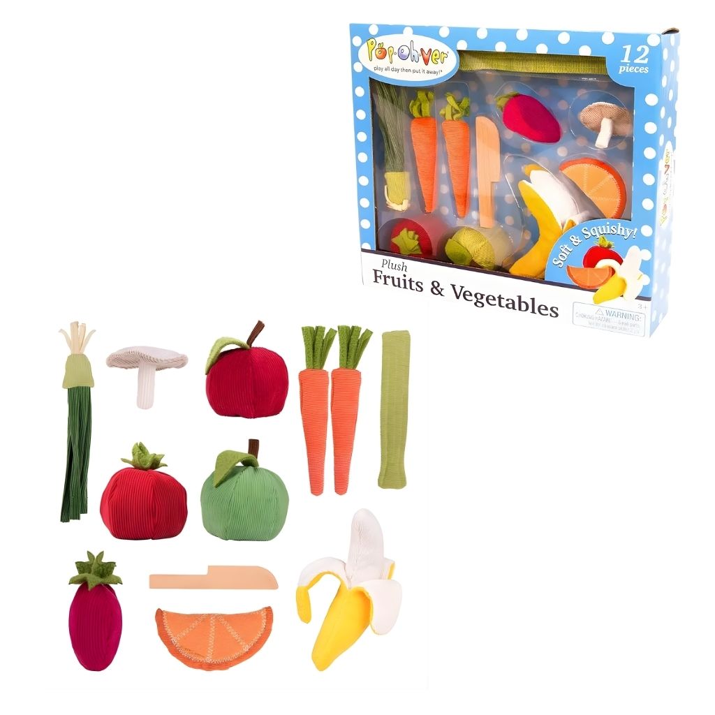 Set de Frutas y Verduras Suaves y Esponjosas de Tela 12 Piezas