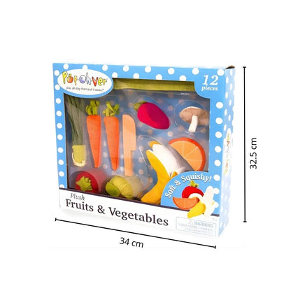 Set de Frutas y Verduras Suaves y Esponjosas de Tela 12 Piezas