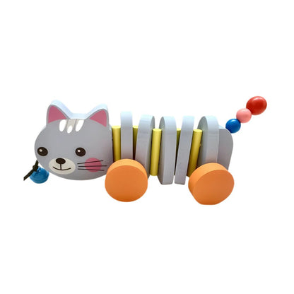 Gatito de Arrastre Articulado de Madera
