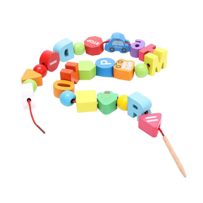 Juego Enhebrable de Letras, Números y Vehículos