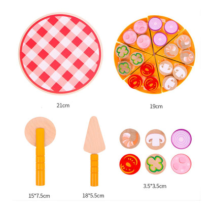 Juego de Pizza de Madera con Ingredientes y Accesorios con Velcro