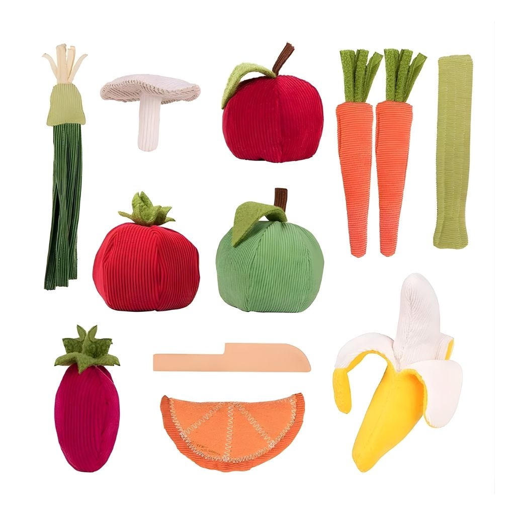 Set de Frutas y Verduras Suaves y Esponjosas de Tela 12 Piezas