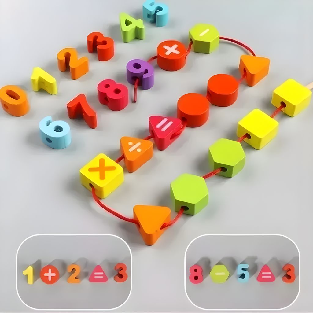 Juego Enhebrable de Letras, Números y Vehículos