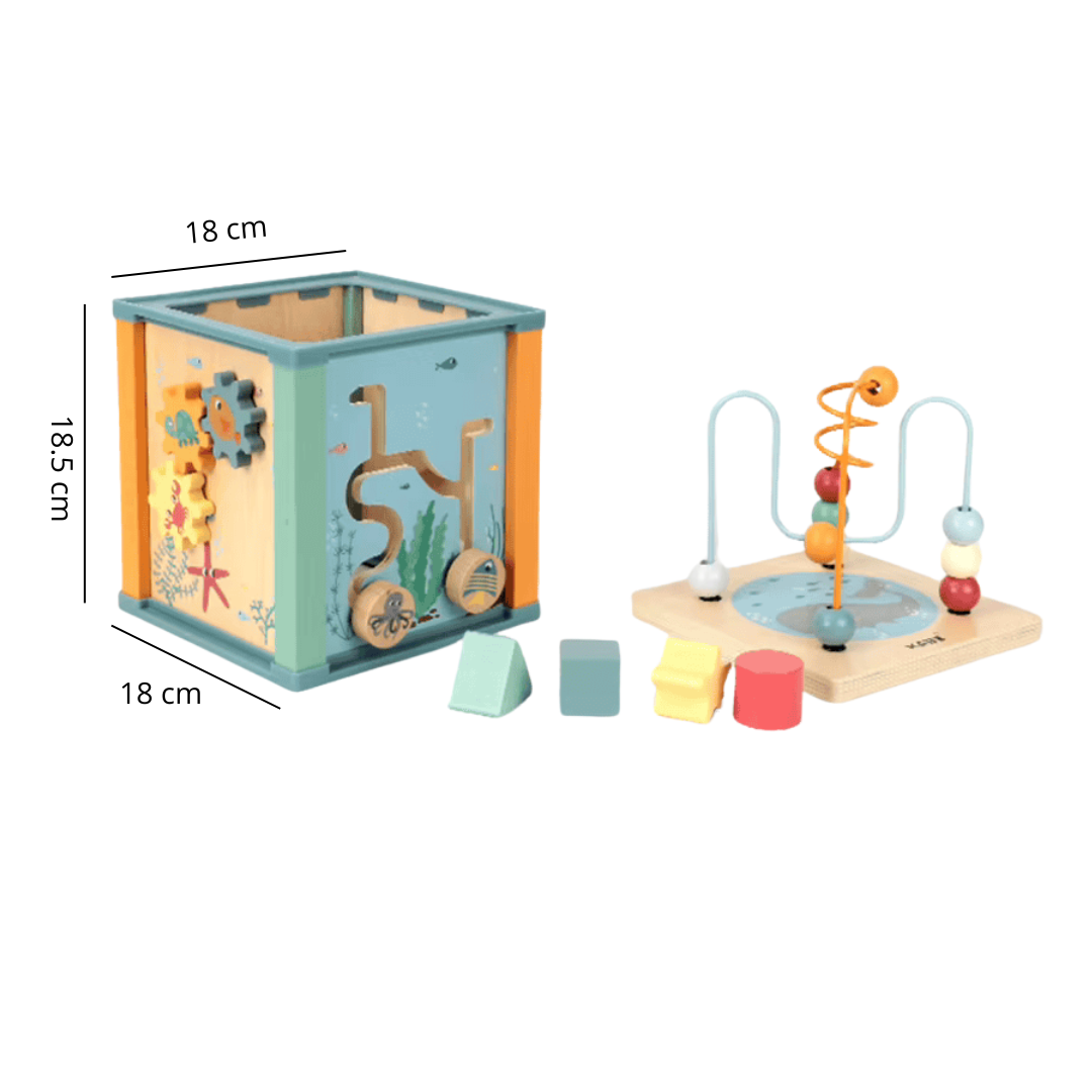 Cubo Didáctico de Madera Animales del Mar