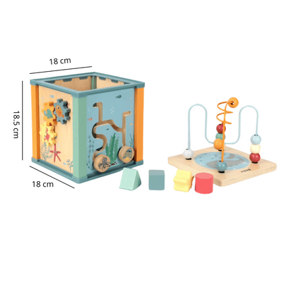 Cubo Didáctico de Madera Animales del Mar