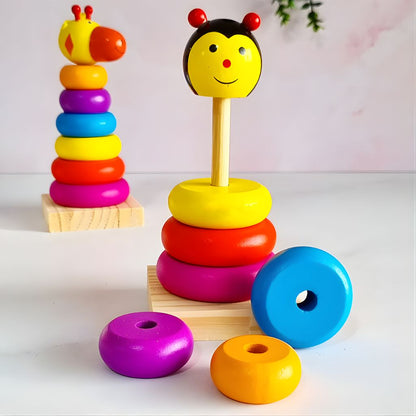 Torre Apilable Chinita Arcoíris de Madera