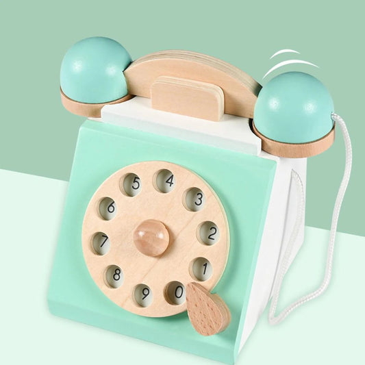 Teléfono Retro de Madera Menta