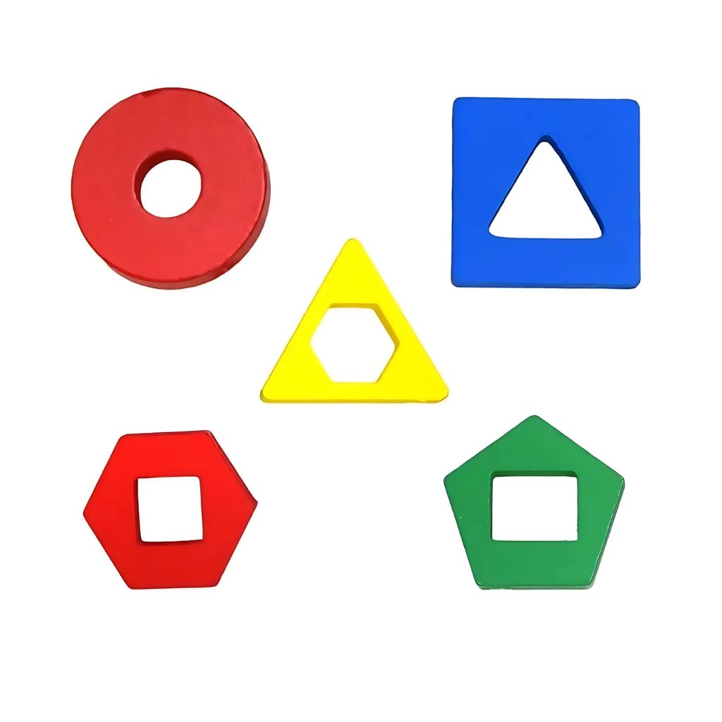 Encaje Didáctico de Figuras y Colores en Madera