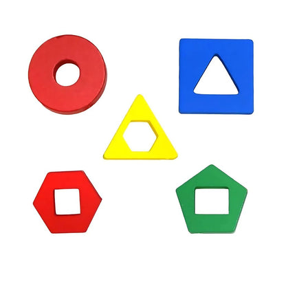 Encaje Didáctico de Figuras y Colores en Madera