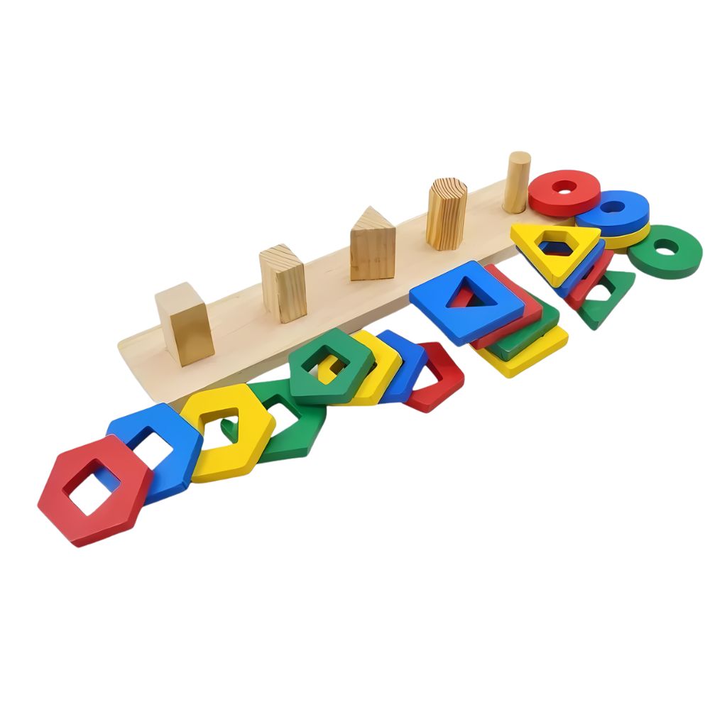 Encaje Didáctico de Figuras y Colores en Madera
