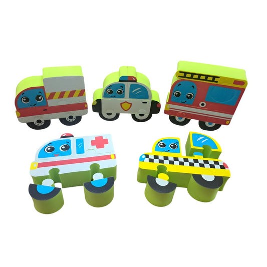 Rompecabezas Vehículos Felices de Goma Eva