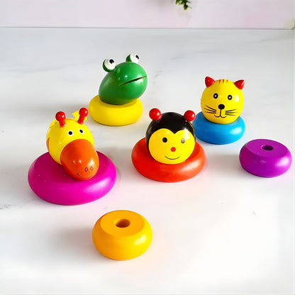 Torre Apilable Chinita Arcoíris de Madera