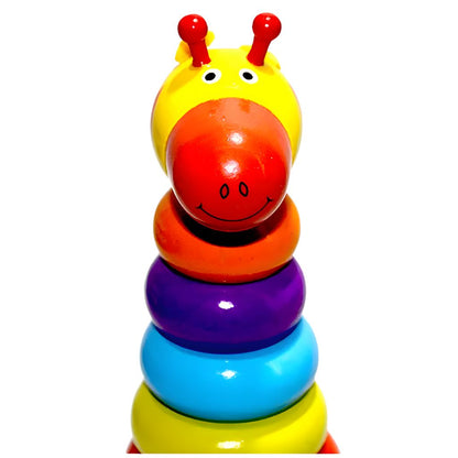 Torre Apilable Jirafa Arcoíris de Madera