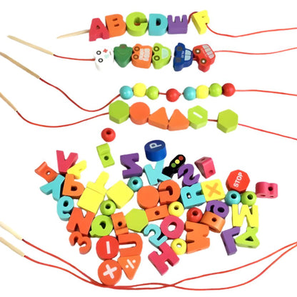 Juego Enhebrable de Letras, Números y Vehículos