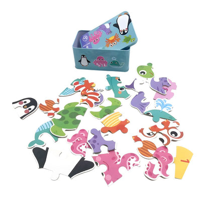 Rompecabezas Animales del Mar en Estuche Metálico