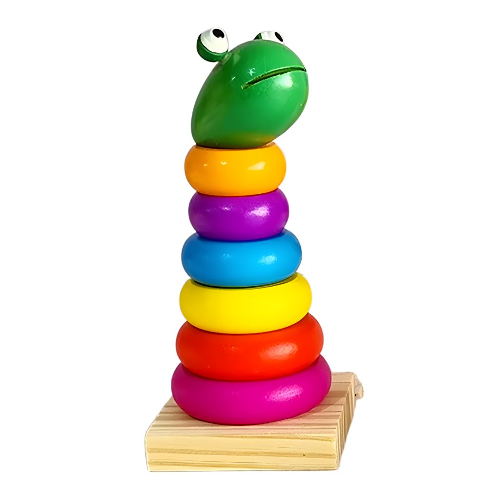 Torre Apilable Ranita Arcoíris de Madera