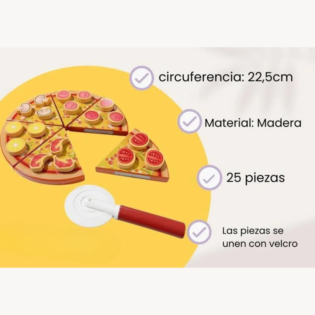 Juego de Pizza de Madera y Velcro