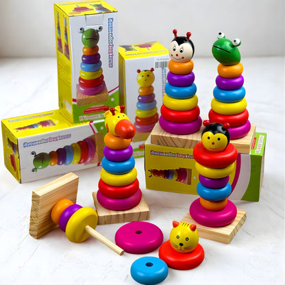 Torre Apilable Chinita Arcoíris de Madera