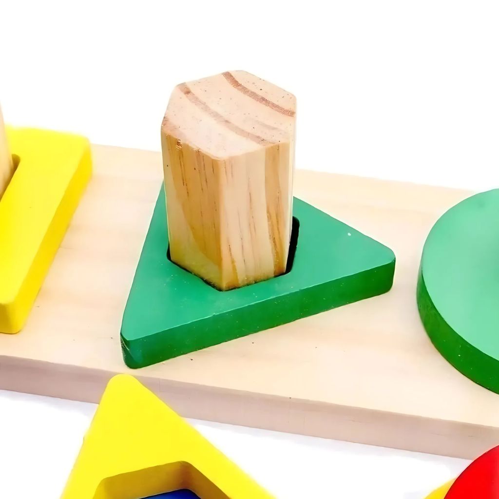 Encaje Didáctico de Figuras y Colores en Madera
