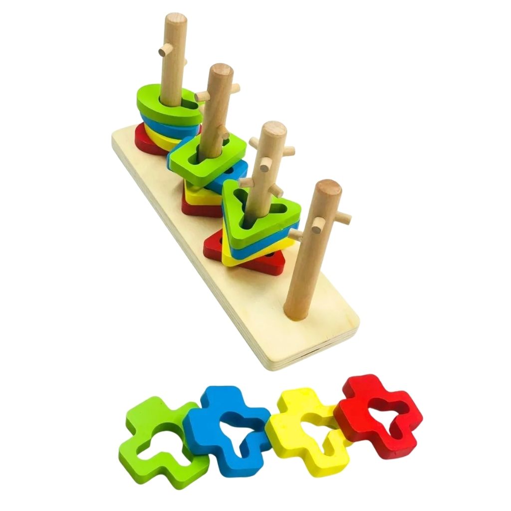 Juego de Encaje y Clasificación de Formas en Madera