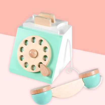 Teléfono Retro de Madera Menta