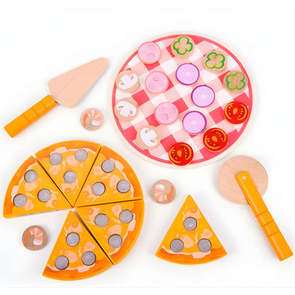 Juego de Pizza de Madera con Ingredientes y Accesorios con Velcro