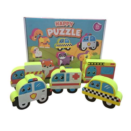 Rompecabezas Vehículos Felices de Goma Eva