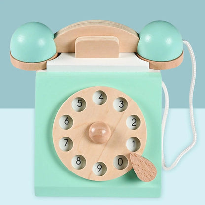 Teléfono Retro de Madera Menta