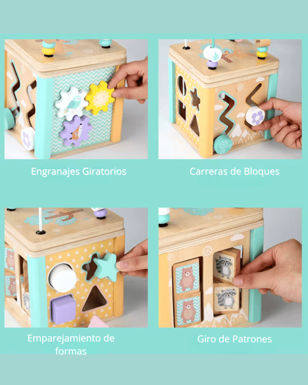 Cubo Didáctico de Madera Animales del Bosque