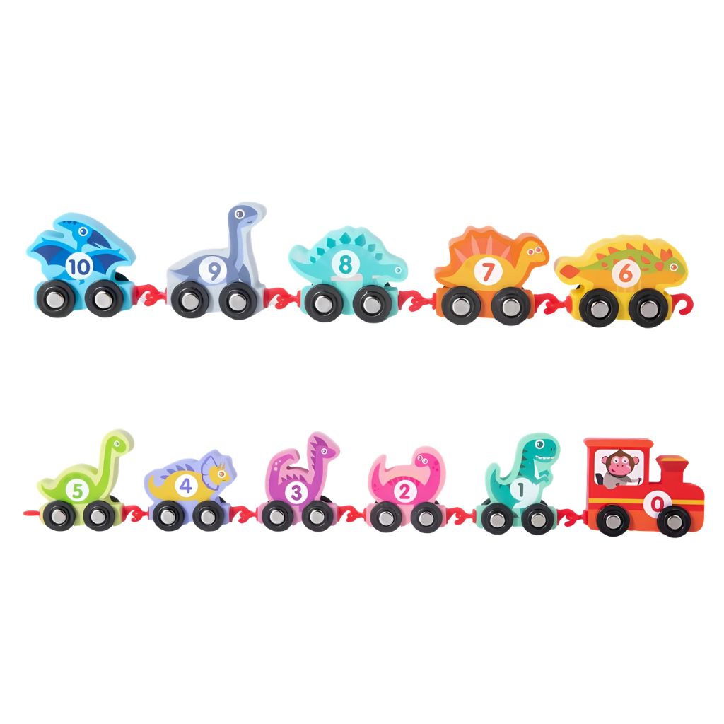 Dino Tren de Encaje y Números