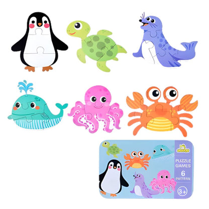 Rompecabezas Animales del Mar en Estuche Metálico