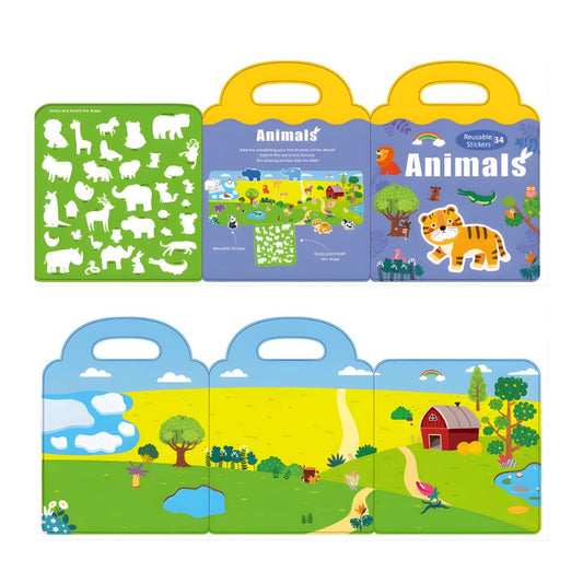 Libro de Stickers Magnéticos Reutilizables Animales