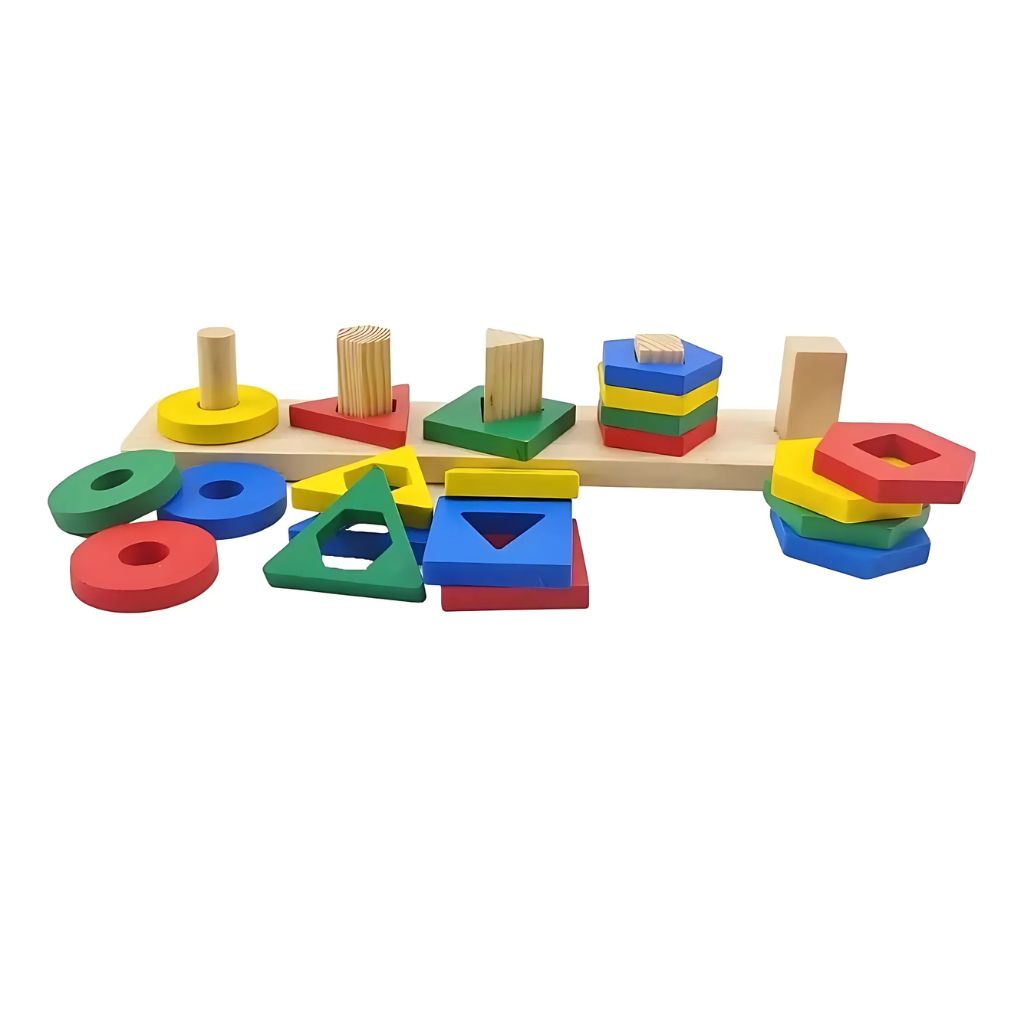 Encaje Didáctico de Figuras y Colores en Madera