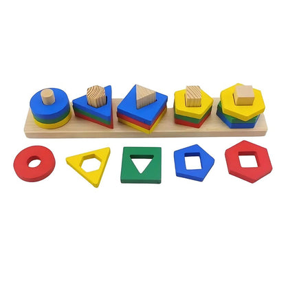 Encaje Didáctico de Figuras y Colores en Madera