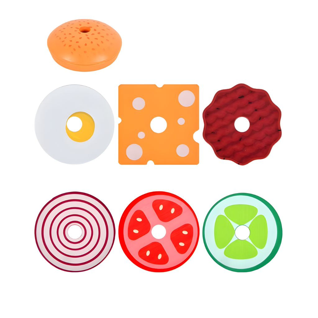 Hamburguesa Didáctica Apilable con Tarjetas de Recetas (Madera)