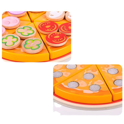 Juego de Pizza de Madera con Ingredientes y Accesorios con Velcro