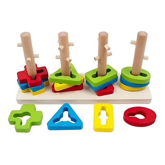 Juego de Encaje y Clasificación de Formas en Madera