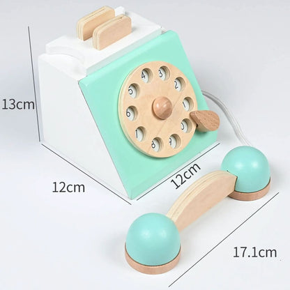 Teléfono Retro de Madera Menta