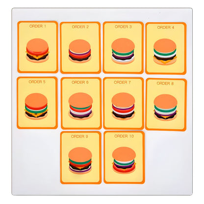 Hamburguesa Didáctica Apilable con Tarjetas de Recetas (Madera)