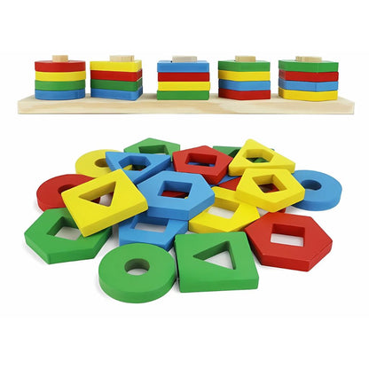 Encaje Didáctico de Figuras y Colores en Madera