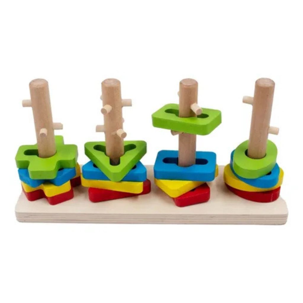 Juego de Encaje y Clasificación de Formas en Madera