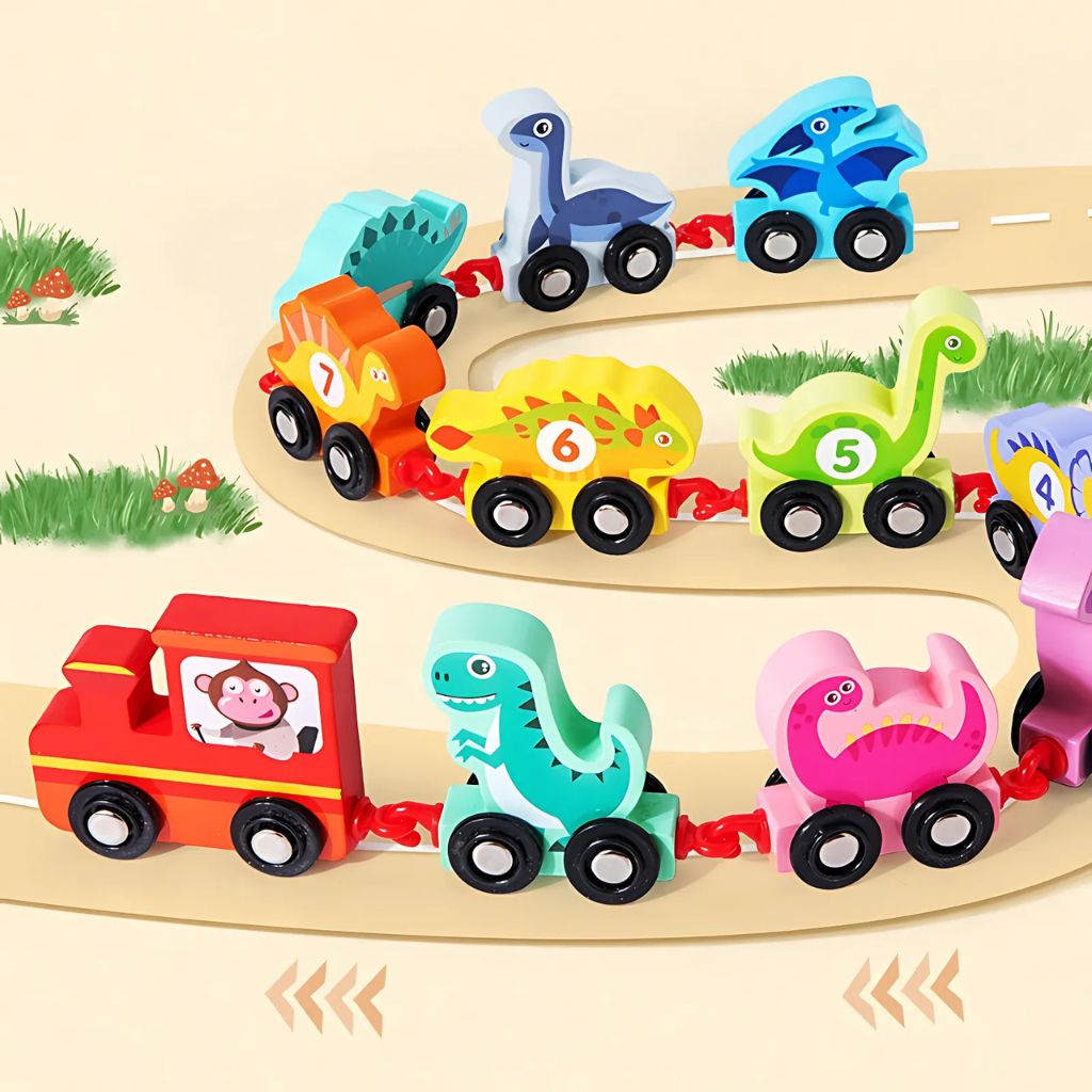 Dino Tren de Encaje y Números