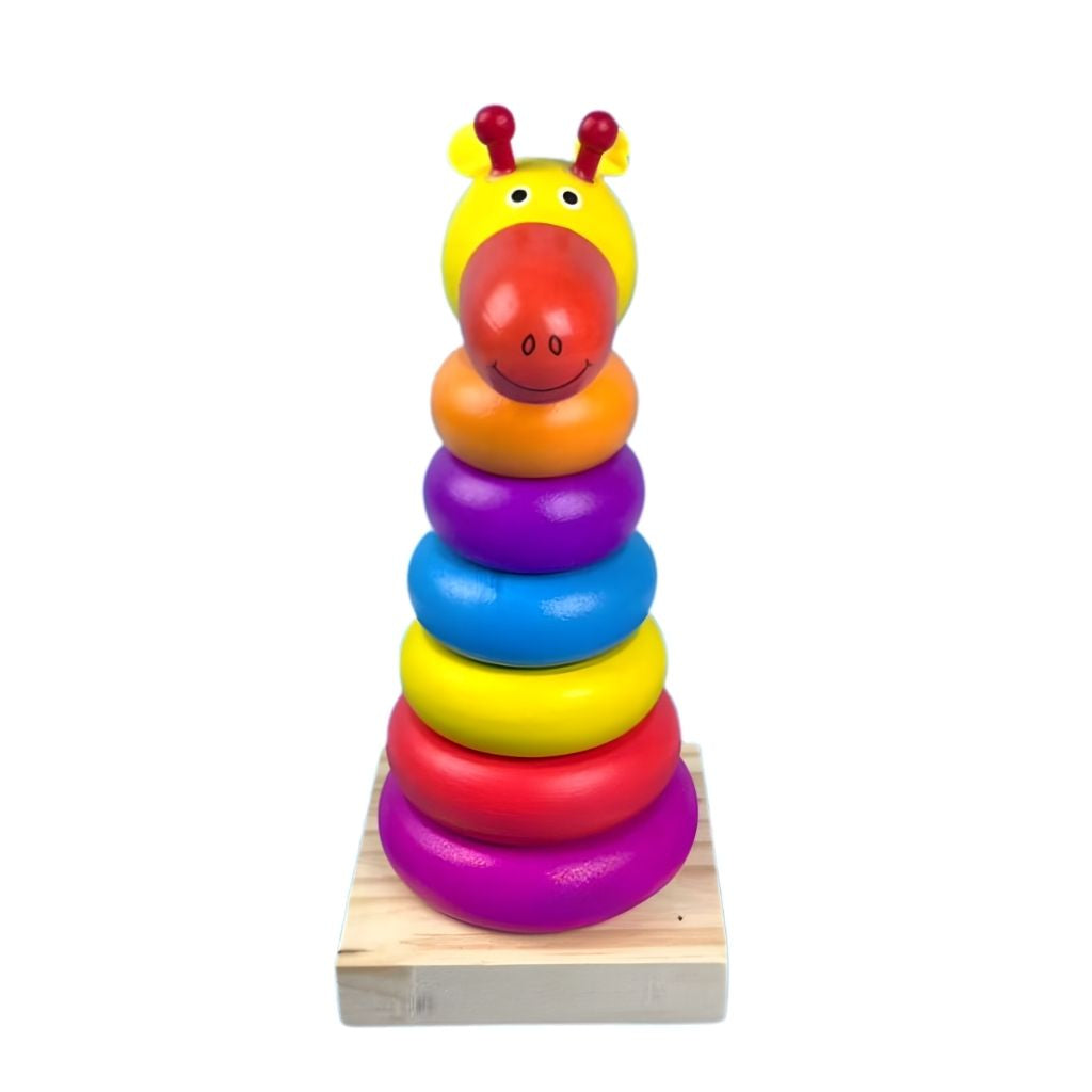 Torre Apilable Jirafa Arcoíris de Madera